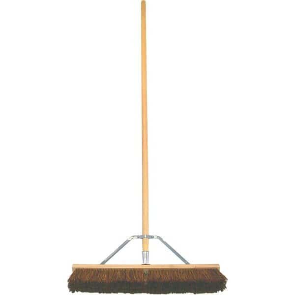 Contractor Push Broom, 3 in L Trim, Natural Palmyra Fiber Bristle, Hardwood Handle