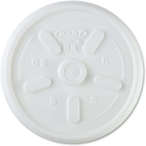 Lid for 8 oz. Hot Cup, Flat, Vented, White, Pk1000, DART, Mfr# 8JL