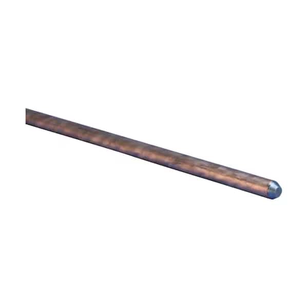Pointed End Ground Rod: 5/8 in Dia, 4 ft L, Copper Bonded Steel