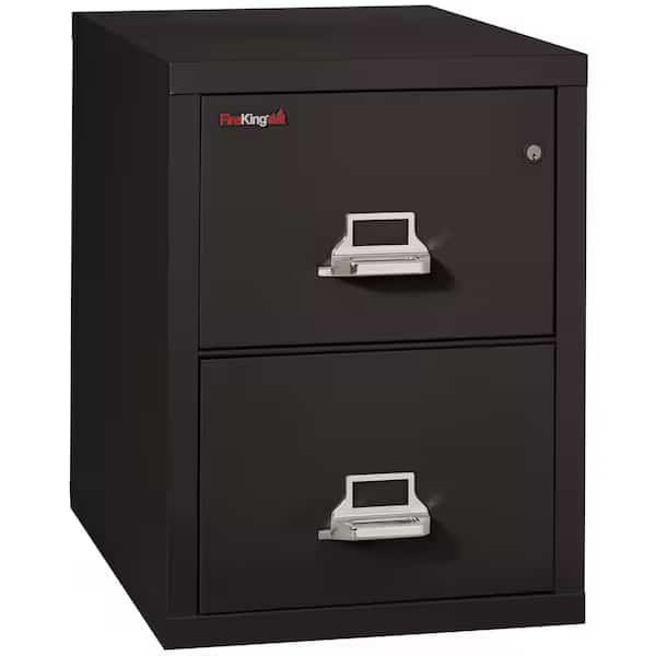 12-3/16" W 2 Drawer Fire-Resistant Vertical File Cabinet, Black, Letter