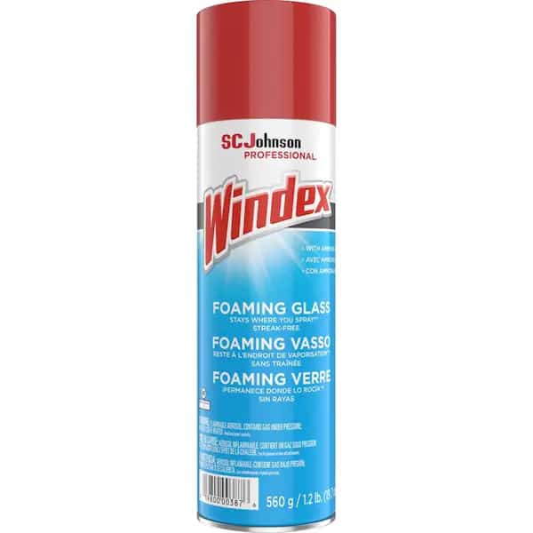 Foam Glass Cleaner, Clear, Unscented, Aerosol Spray Can, 6 PK