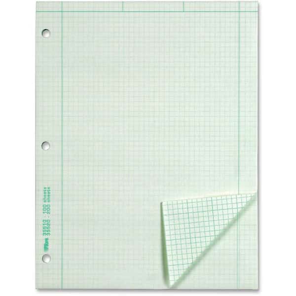 Engineering Computation Pad, 8-1/2x11, 3-Hole, 16 Lb. Green Bond, 100 Sheets/Pad