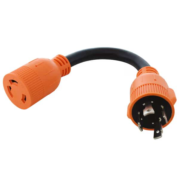 Adapter Cord, SOOW, L6-30R, L15-30P, 1 ft., Black