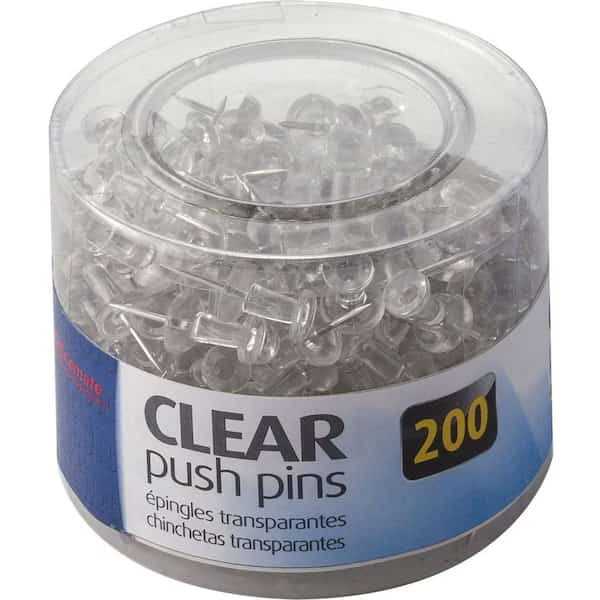 Push Pins, 1/2in, Clear, PK1200