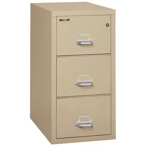 20-13/16" W 3 Drawer File Cabinet, Parchment, Legal