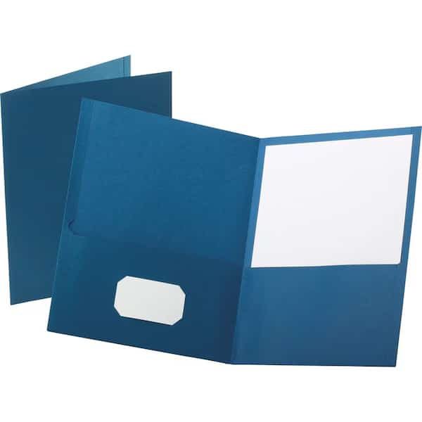 Twin Pocket Leatherette-Grained Portfolios, Royal Blue, 25/Box