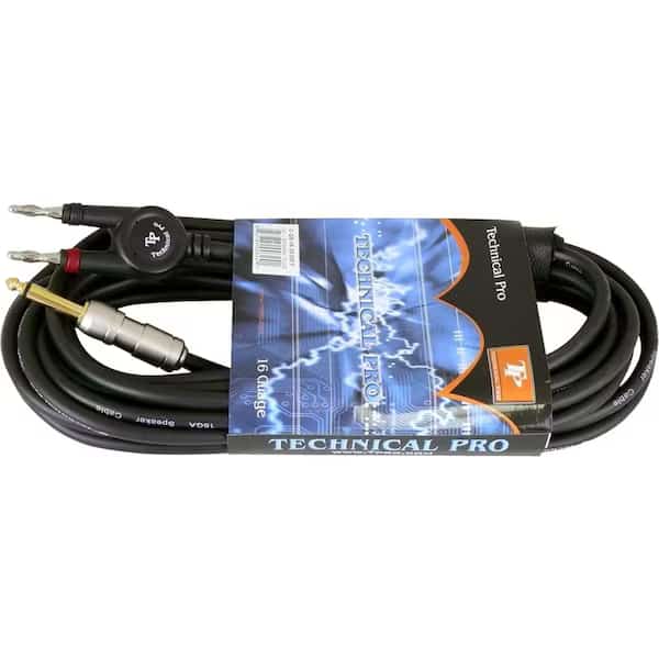 Technical Pro cqb1650 .25 in. to Banana Speaker Cables 50 ft. Feet 16 Gauge, Technical Pro, Mfr#: cqb1650