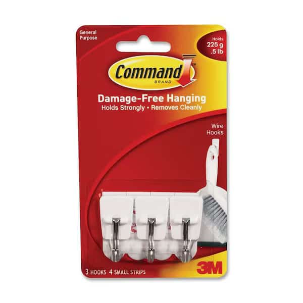 3M Command Small Plastic Wire Hooks 1.625 in. L 3 pk