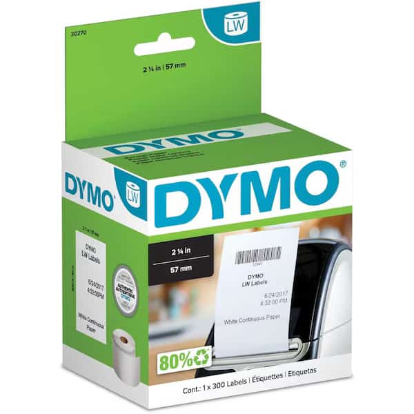 DYMO Thermal Receipt Roll Paper, 2-1/4in x 300', White, 1 Roll