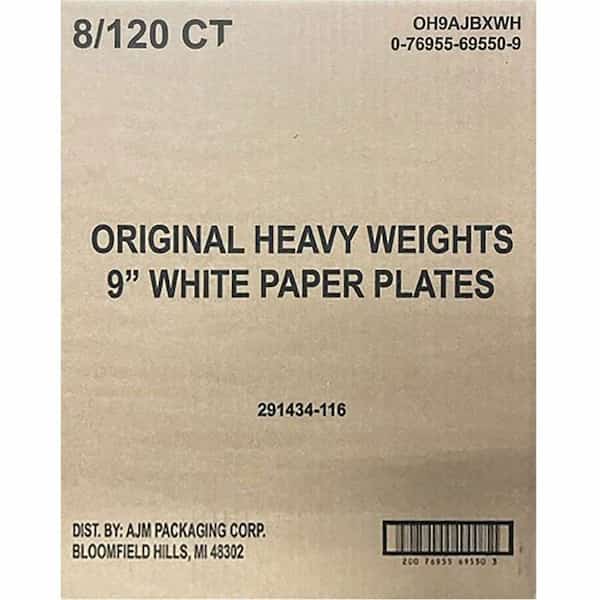 Plate, Paper, Hvyweight, 9", We 8PK