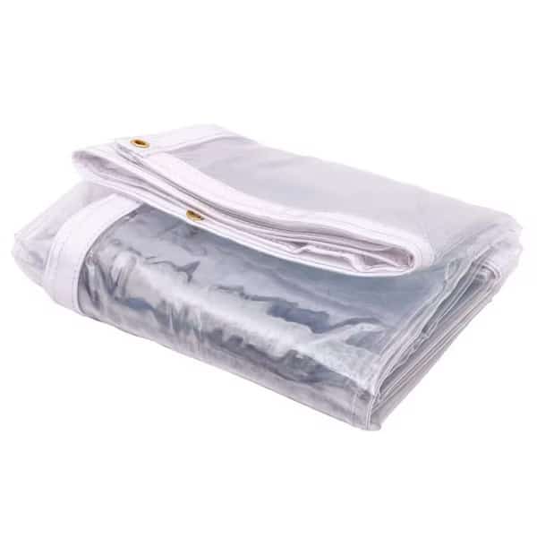 Heavy Duty Tarp, 6 ft x 8 ft, 30 Mil, Clear, Clear PVC, Mildew Resistant, Waterproof, UV Resistant