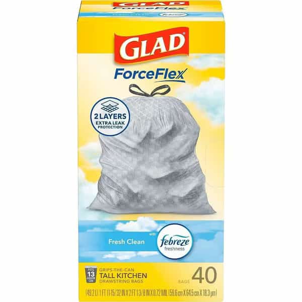 13 gal Trash Bags, 24 in x 27 1/2 in, Extra Heavy-Duty, 0.78 mil, White