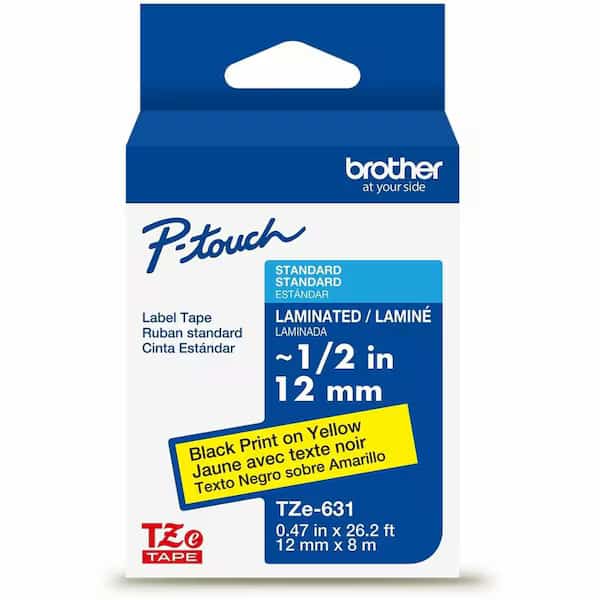 Adhesive TZ Tape (R) Cartridge 0.47"x26-1/5ft., Black/Yellow