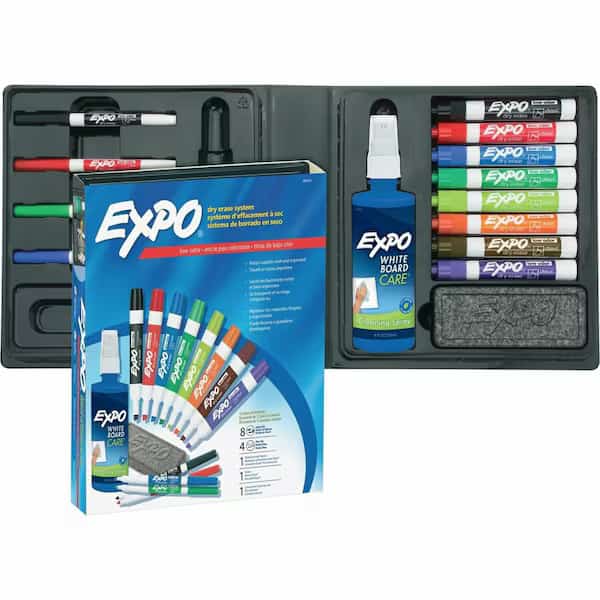 Dry Erase Marker/Eraser/Cleaner Kit, Medium Assorted Tips/Colors, PK12