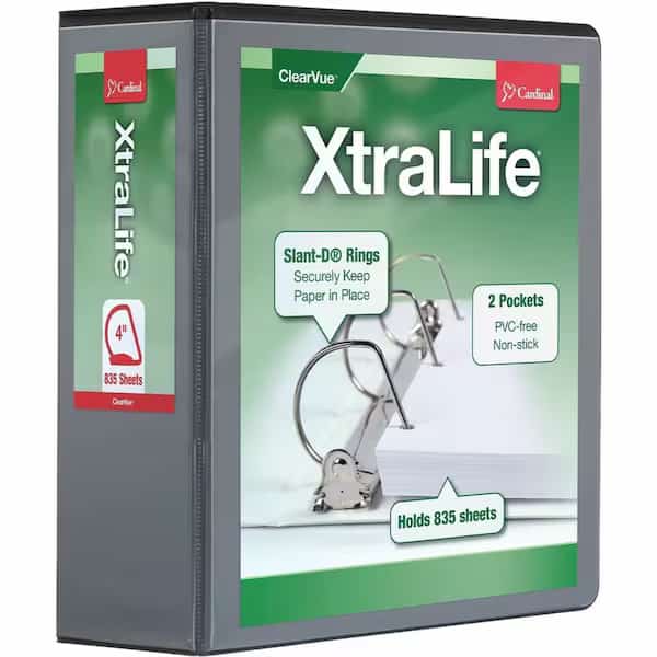 Xtralife ClearVue Locking SlantD Binders, Black