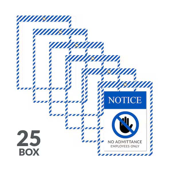 Safety Striped Shop Ticket Holders, Blue/White Stripes, 9 x 12, PK25