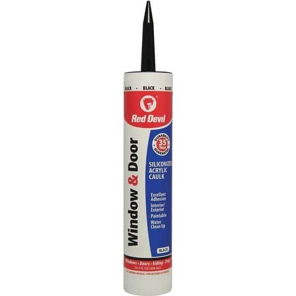 0 Siliconized Acrylic Caulk, Black, 20 to 180 deg F, 101 floz Cartridge