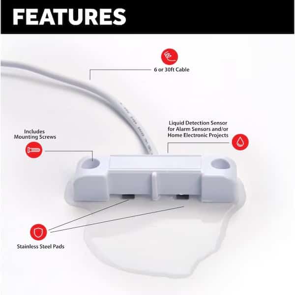 Water Leak Floor Sensor with 30 FootCable, Works with Level Sence Products