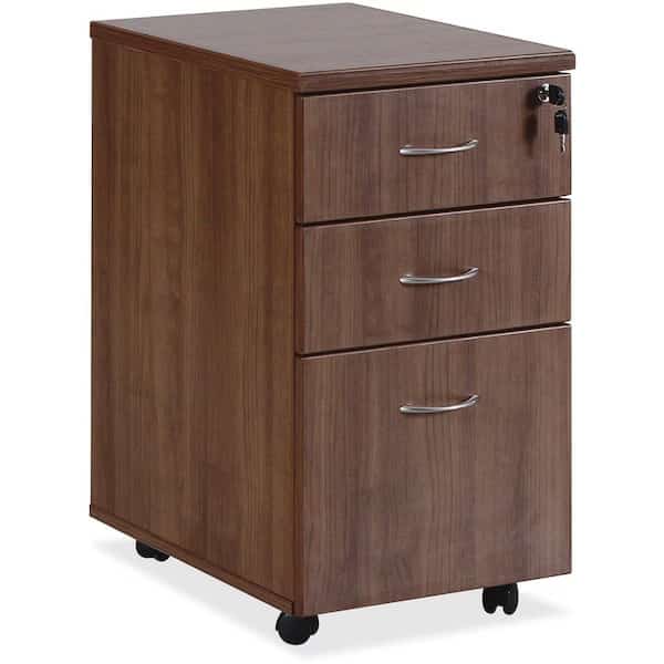 Lorell Mobile Pedestal - 15.8" x 22" x 28.4" - Walnut - Essentials Series