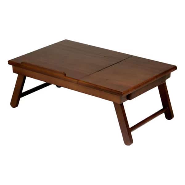 Winsome 94623 Alden Lap Desk Flip Top with Drawer Foldable Legs- Antique Walnut