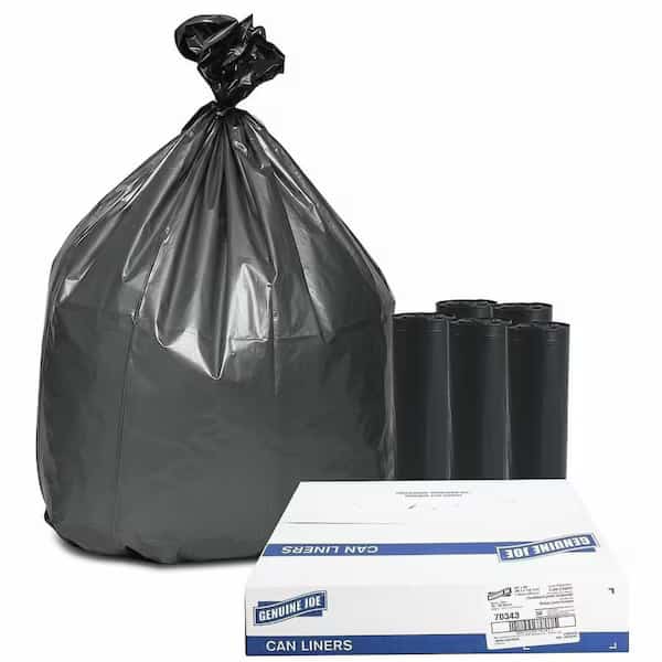 60 gal Trash Bags, XL, 1.55 mil (39 Micron), Gray, 50 PK