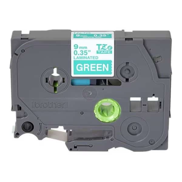Label Tape Cartridge, White on Green, Labels/Roll: Continuous