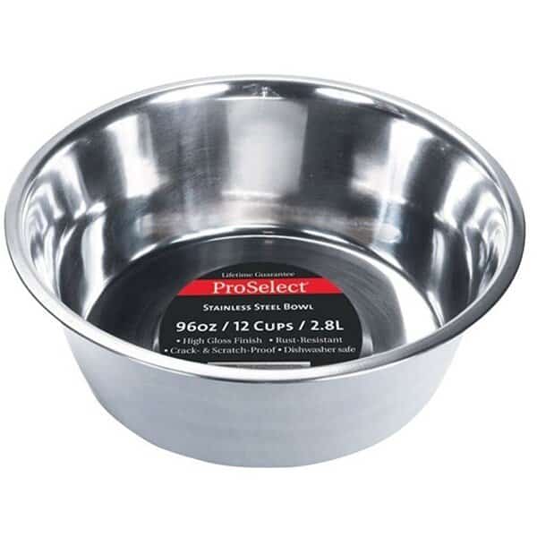 ZW150 9856630 Pet Feeding Dish, L, 3 qt Volume, Stainless Steel