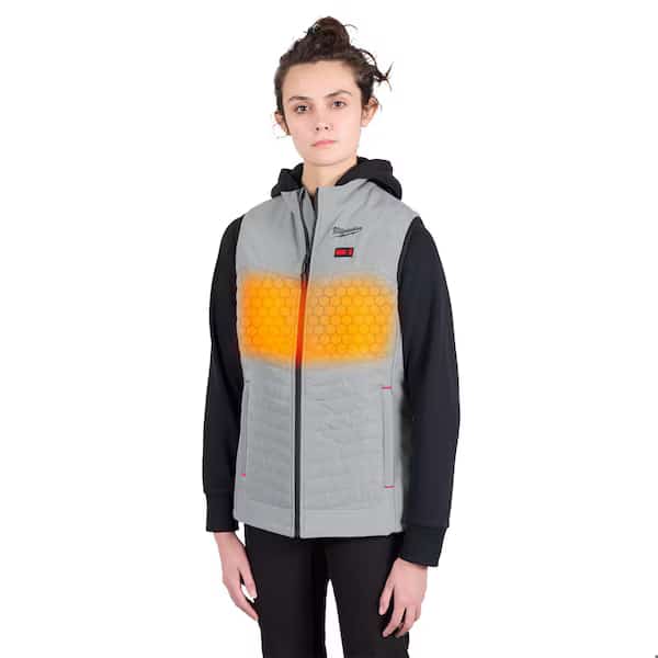Axis Heated Vest, Polyester, 2 to 8 hours Heating Time, 3 Heat Settings, Gray, L