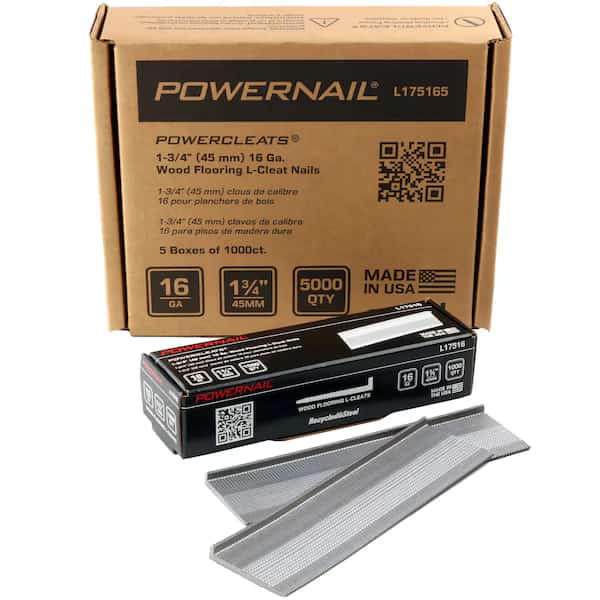 Collated Flooring Nail, 1-3/4 in L, 16 ga, L-Head Head, 5000 PK