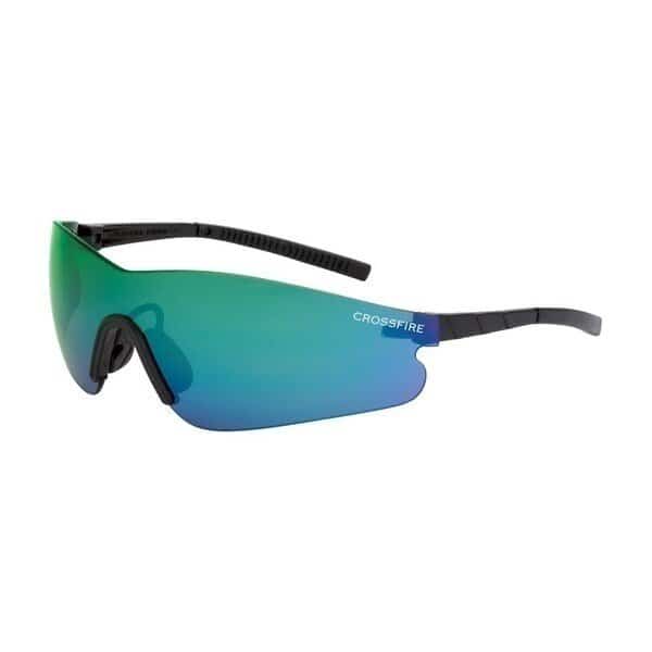 Safety Glasses, Wraparound Emerald Mirror Polycarbonate Lens, Scratch-Resistant, , PR
