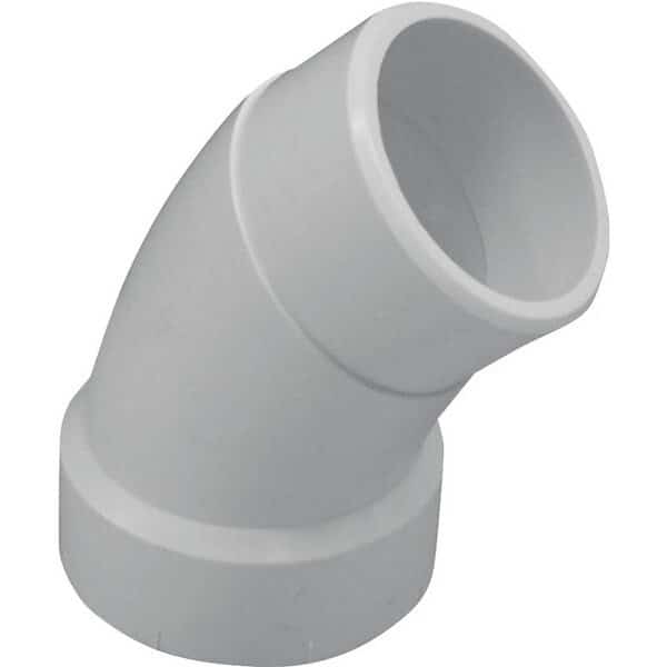 CANPLAS 192406 Sanitary Street Elbow, 6 in Spigot, 6 in Hub, 45 deg, White