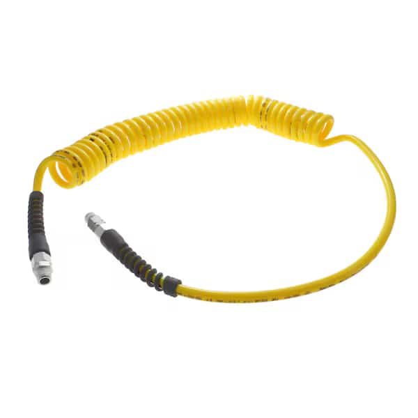 Spiral Hose, Technithane, 1/4" x 3/8" x 20', 1/4" MPT, Yellow