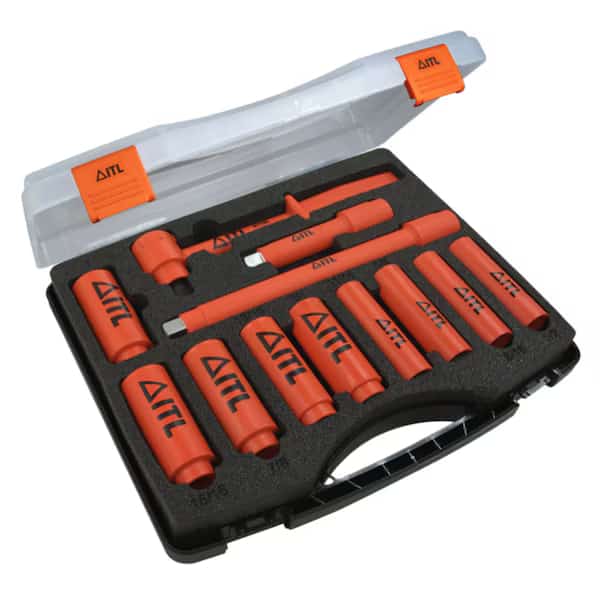 1000V Insulated 1/2-inch Drive Deep Socket Set, 11-Piece