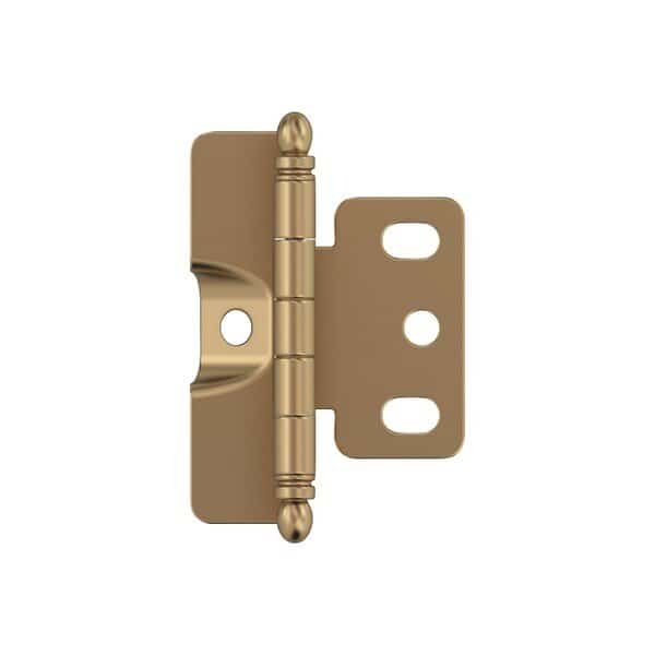3/4in 19mm Door Thickness Full Inset Full Wrap Ball Tip Champagne Bronze Cabinet Hinge, Single