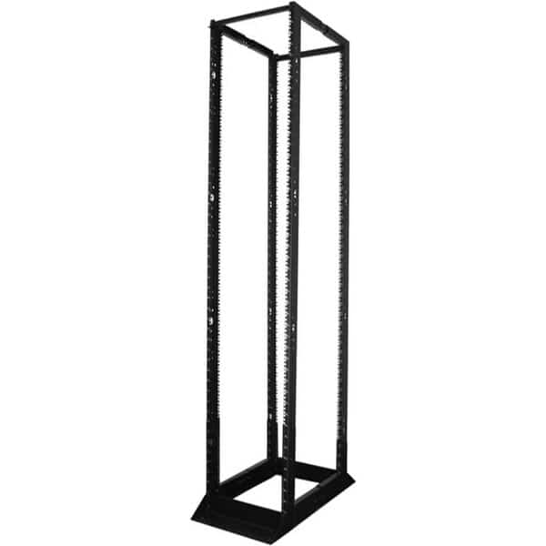4-Post Open Frame Steel Floor Rack, Adjustable, 45U, 7' x 19" x 24"-36"D, Black