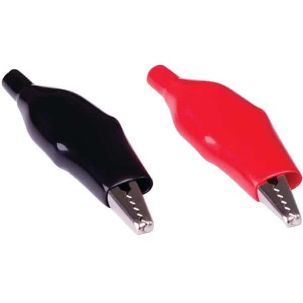 Alligator Clip, 716 in Jaw Opening, 22 to 14 AWG Wire, Vinyl Insulation, BlackRed