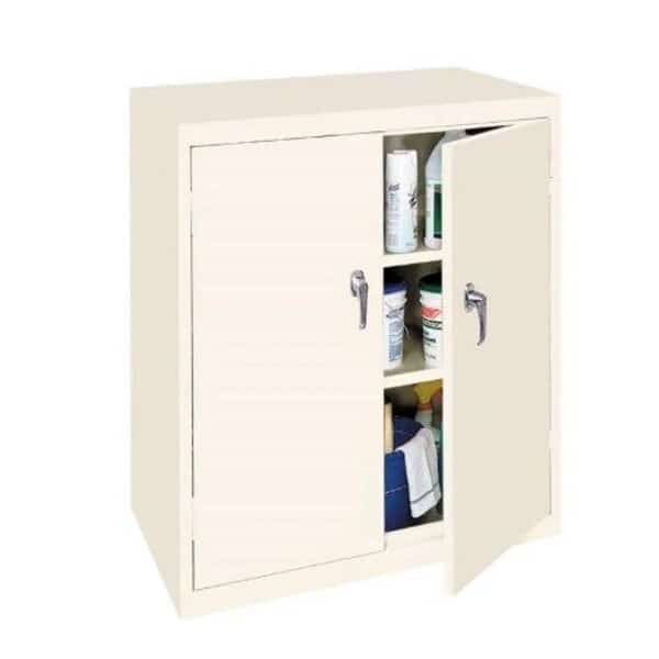 Counter Height Storage Cabinet, 42 in H, 36 in W, 18 in D, Putty, 2 Shelves
