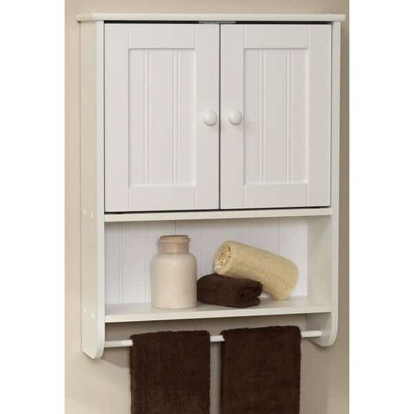 Zenna Home Cottage 9114W Wall Cabinet, 1-Shelf, 2-Door, Wood, White