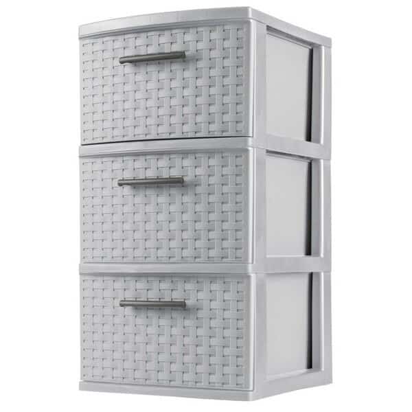 Weave Drawer Unit, 3Drawer, Plastic, 1258 in OAW, 24 in OAH, 15 in OAD
