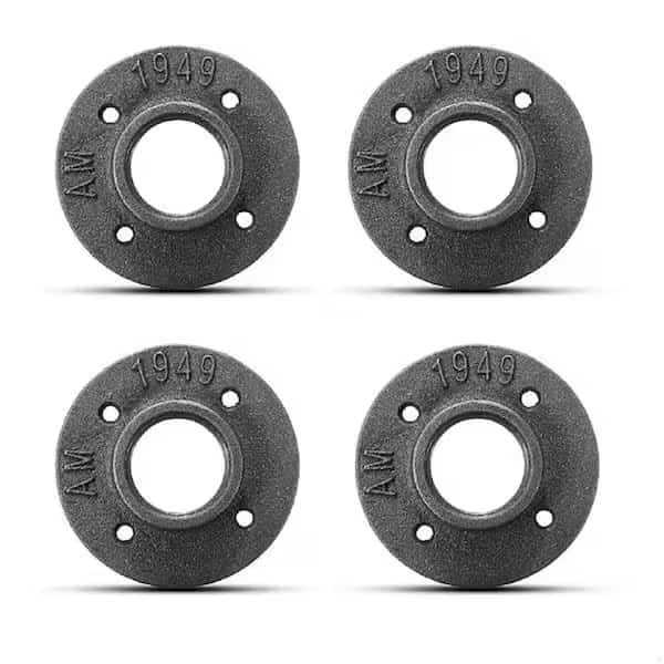 2" Black Malleable Iron Premium Floor Flange, 4 PK