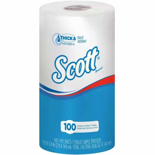 Scott Essential Perforated Roll Paper Towels, 1 Ply, 102 Sheets, 51 ft, White, 24 PK, Kimberly-Clark Professional, Mfr#: 47031
