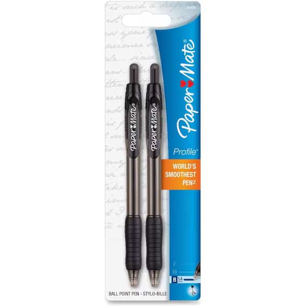 Paper Mate Profile Ballpoint Retractable Pen, 1.4mm, Translucent/Black Barrel, Black Ink