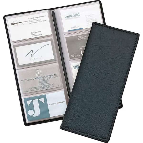 Cardinal Sewn Vinyl 96 Card File, Black