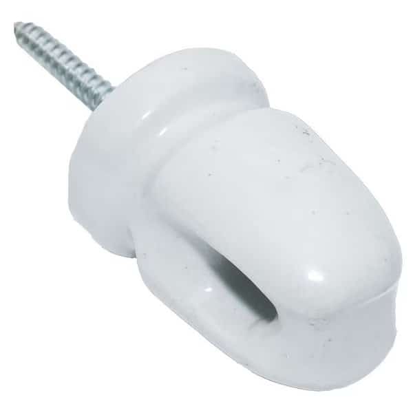 WP1929 Large Lag Screw Insulator, Polyrope, Polywire, Ceramic, White, Screw Mounting