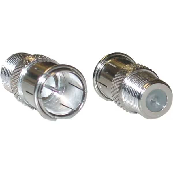 F-Pin Coaxial Quick Connect Adapter, Threaded F-Pin Female to Quick F-Pin Male