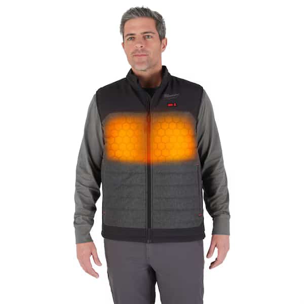 Axis Heated Vest, Polyester, 2 to 8 hours Heating Time, 3 Heat Settings, Gray, L