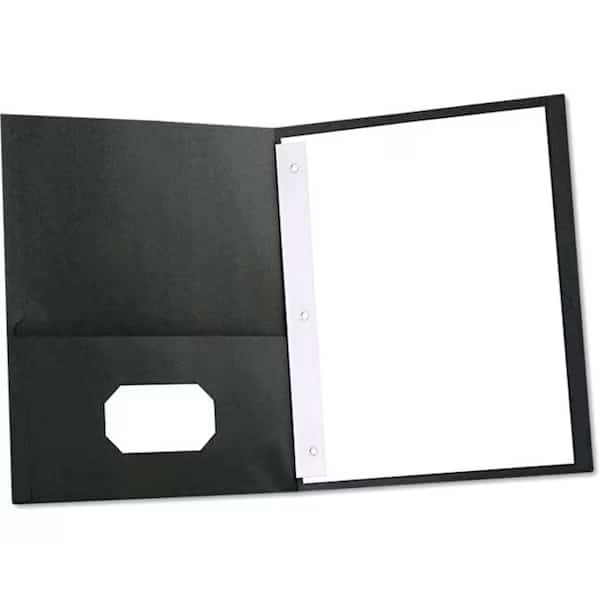 Two-Pocket Portfolios w/Tang Fasteners, 11 x 8-1/2, Black, 25/Box
