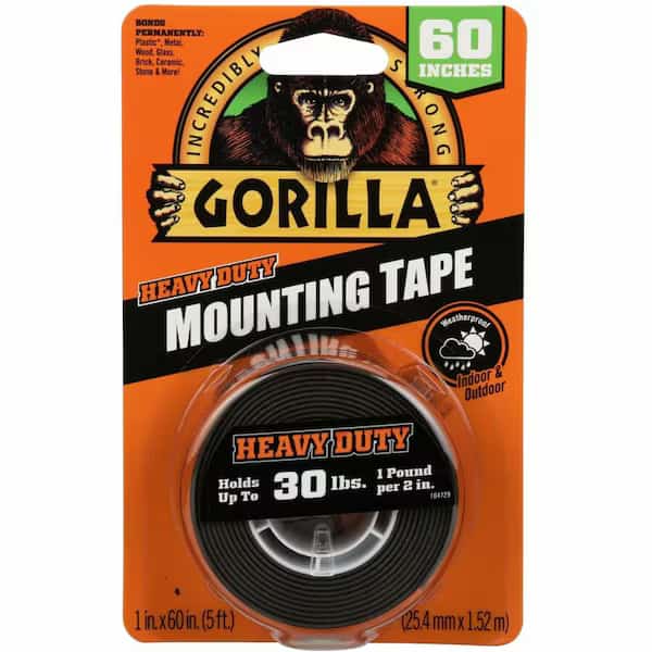 Double-Sided Foam Mounting Tape, 1 in W, 1 11/16 yd L, 1/16 in, Acrylic Foam, Double-Sided