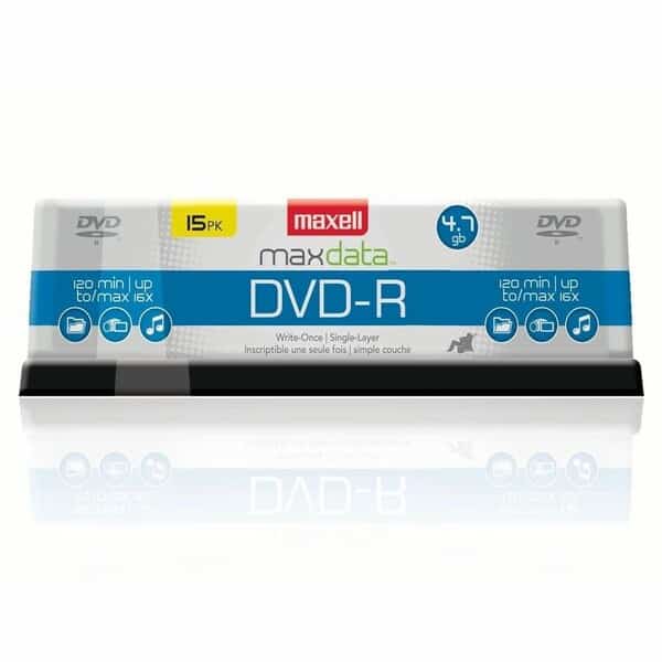 Maxell 638006 DVD-R Discs, 4.7GB, 16x, Spindle, Gold, 15/Pack