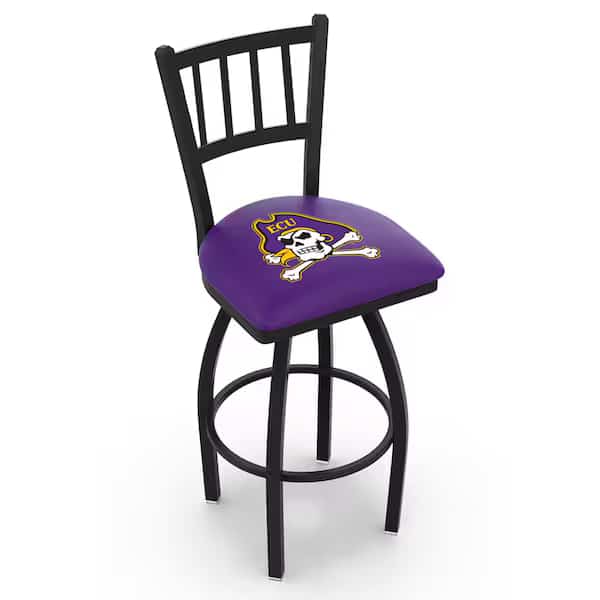 36" Blk Wrinkle East Carolina Swivel Bar Stool, Jailhouse Back